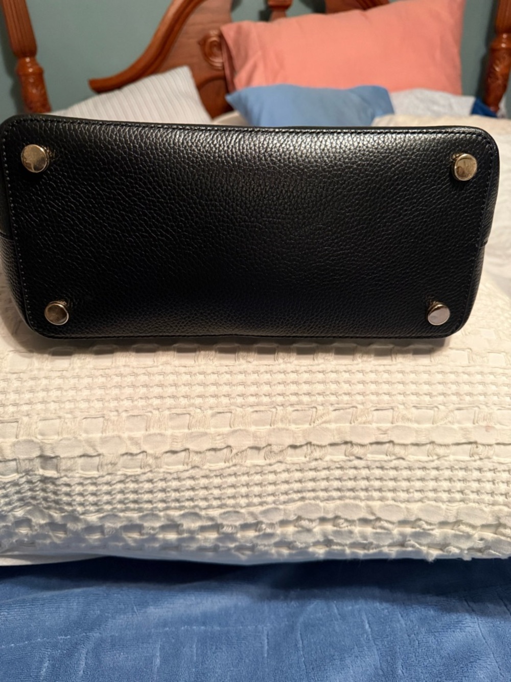 Michael Kors Black Leather Tote with Beige Handles - Picture 4 of 8